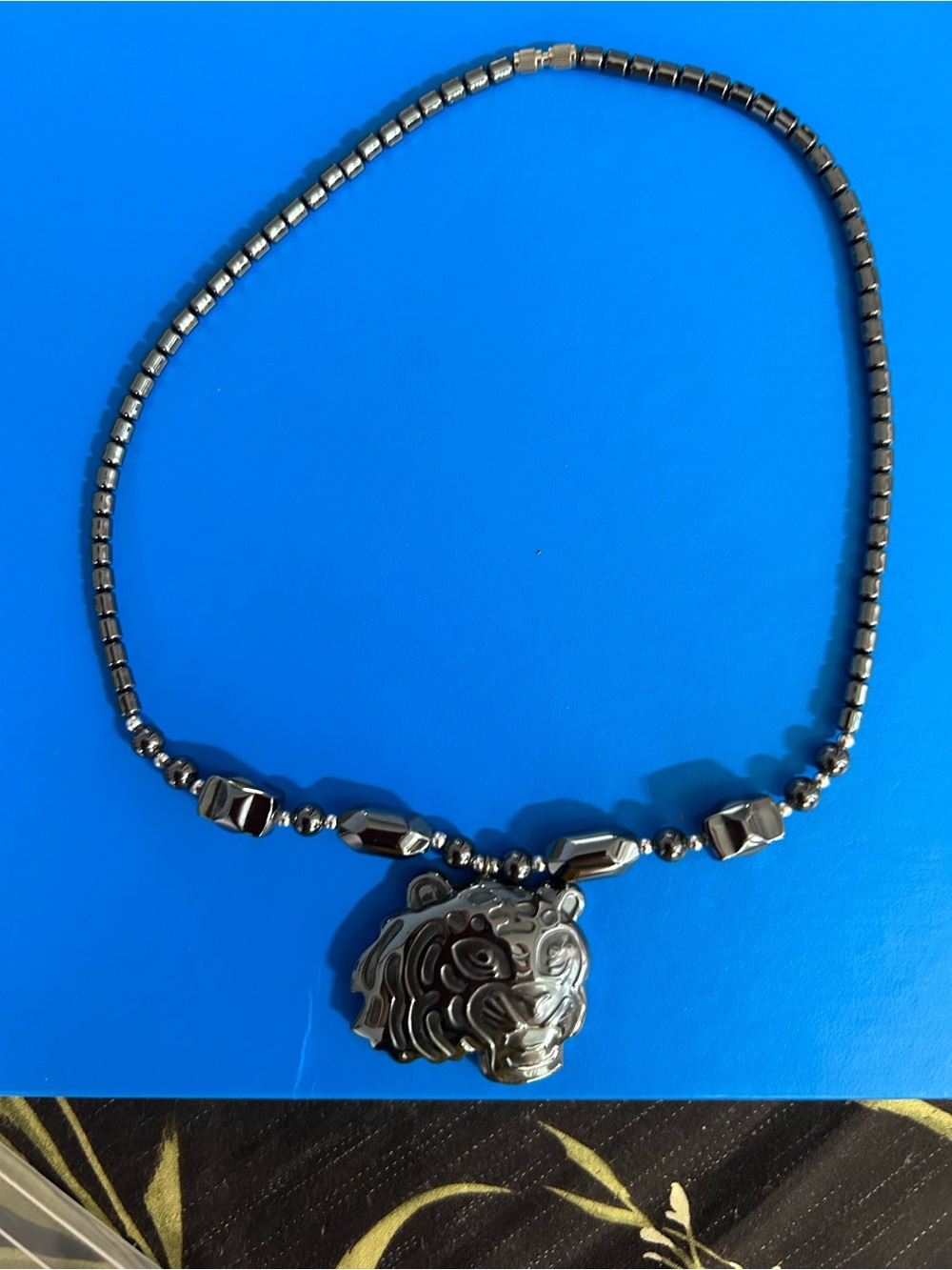 Hematite Tiger Head Pendant Necklace - Women Jewelry